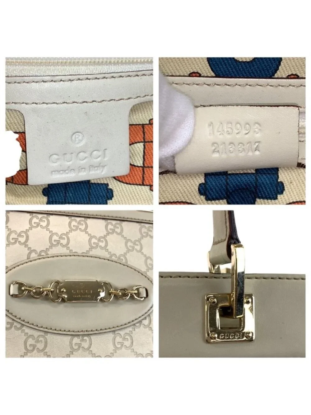 Gucci Guccissima Ivory Gold Leather Tote Shoulder - Picture 3 of 9